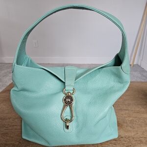 Dooney and Bourke Teal Pepple Leather Hobo Bag EUC